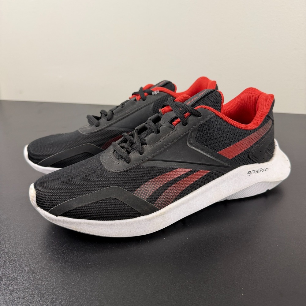 Reebok Running Shoes Mens 8 Black Red Athletic Lace-Up Sneaker Casual Comfort